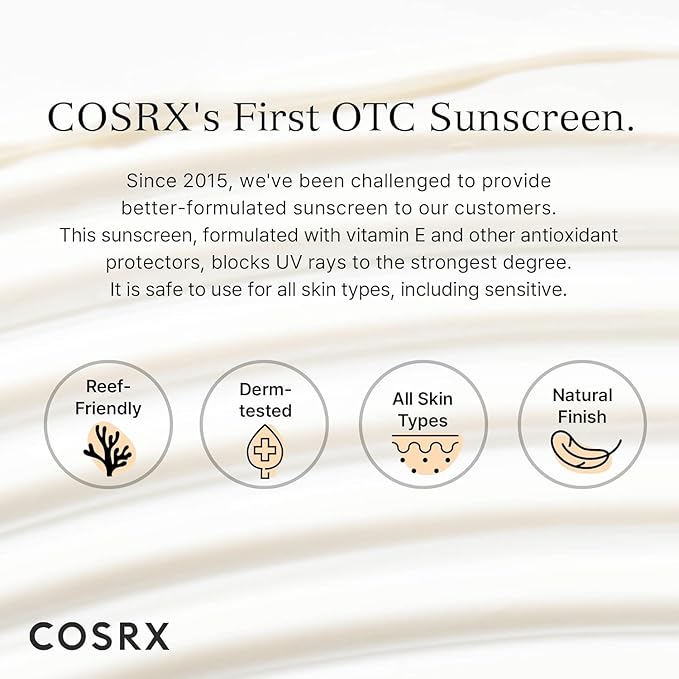COSRX Vitamin E Vitalizing Sunscreen SPF 50, Natural Glow Face Sunscreen, Lightweight, Non-Sticky, No White Cast, Hydrating, Beach Essentials, Summer Travel Essentials, Korean Skincare,1.69 fl oz