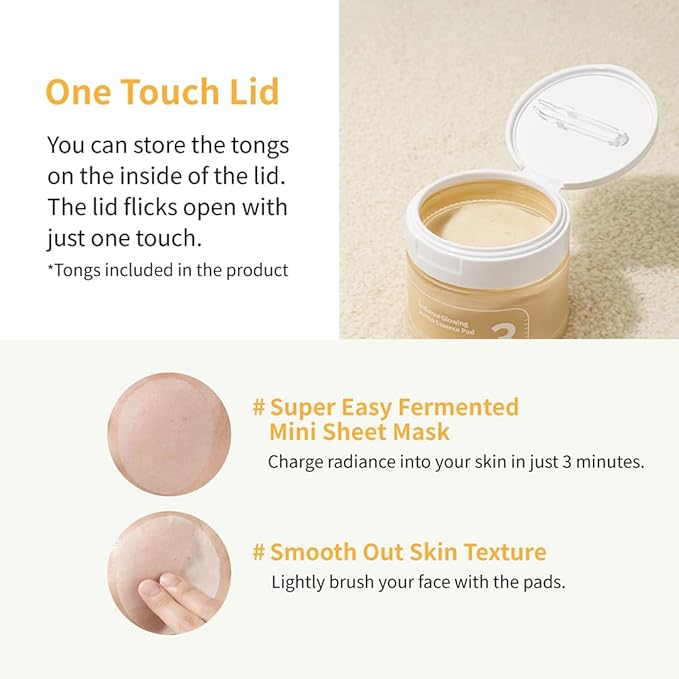 numbuzin No.3 Toner Pads | Radiance Glowing Jumbo Essence Pad | Clear Glowing Skin, Texture Care | Biodegradable Vegan, Bifida, Niacinamide | 70 Pads/5.07 fl. oz.