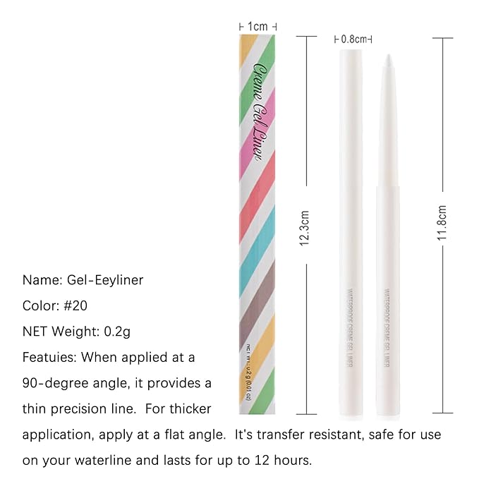Eyeliner Pencil, Waterproof Eyeliner Long-lasting, White Eyeliners, High-Pigmented Colorful Eyeliners Easy To Use Eye Liner Pen for Women, White