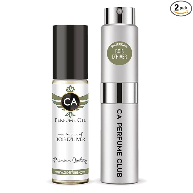 CA Perfume Duo Impression of Bois D'hiver For Women And Men Perfume Layering Set Long Lasting Travel Size EDP + Body Oil Roll-On Bottle 0.27 Fl Oz+0.33 Fl Oz
