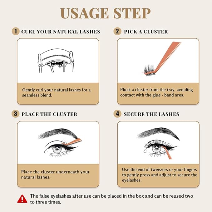Self Adhesive Glue Free Easy Removal Lash Clusters Kit Manga Eyes Style DIY Upgrade D Curl Eyelash Extensions False Eyelashes Cupid's Love 10-14mm 90clusters