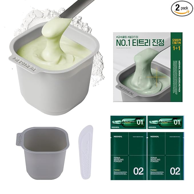 Mediheal Derma Modeling Pack Teatree*2 - Rapid Cooling For Soothing Skin - Easy DIY Home Spa Kits, Hydrating Icy Jelly Mask For Skin Refreshment