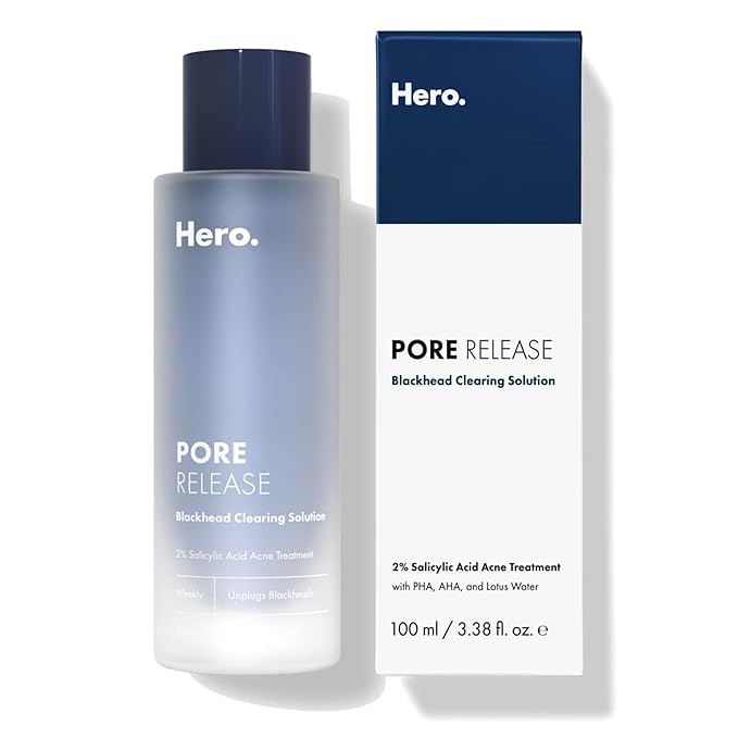 Hero Cosmetics Pore Release Blackhead Clearing Solution, Exfoliating 2% Salicylic Acid Toner Featuring AHA, BHA, and PHA, Blackhead Remover Toner, 100 ml