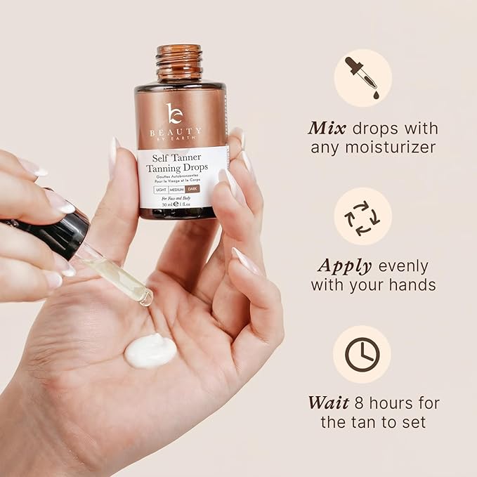 Self Tanning Drops for Face - USA Made with Organic & Natural Ingredients, Ultra Dark Face Tanning Drops to Add to Moisturizer, Self Tanner for Sunless Fake Tan & Natural Glow, Cruelty & Toxin Free