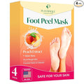 PLANTIFIQUE Foot Peeling Mask 4 Pack | Dermatologically Tested Repairs Heels & Removes Dry Dead Skin for Baby Soft Feet | Exfoliating Foot Peel Mask for Dry Cracked Feet | Peach