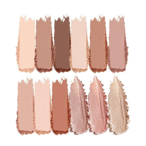 12-Color Nude Neutral Eyeshadow Palette – Matte Shimmer Glitter Warm Brown Caramel Eye Shadow Kit, High Pigment Long-Lasting Blendable Natural Soft Glam Makeup Palette for Daily Wear & Beginners