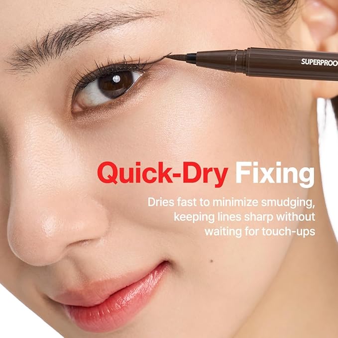 CLIO Superproof Pen Liquid Eyeliner, Ultra Precision Sponge Tip, One Stroke High Pigment Color, Waterproof Smudge Proof Long Wear, Fast Dry Formula, Sharp Wing Tightline Definition (002 Brown)