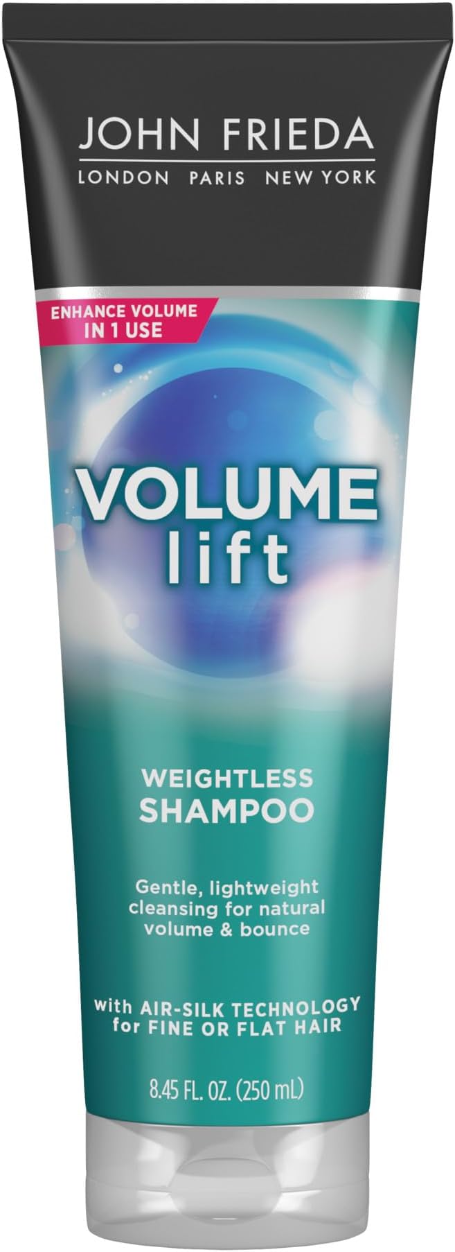 John Frieda Volume Lift Weightless Shampoo, Lightweight Volumizing Shampoo with Air-Silk Technology for Fine or Flat Hair, Adds Natural Fullness, Safe for Color-Treated Hair, 8.45 Oz