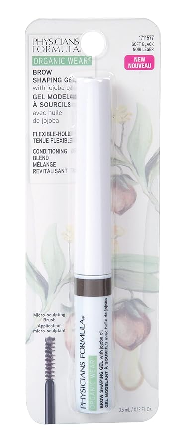 Physicians Formula Organic Wear All Natural Eyebrow Brow Gel Soft Black | Dermatologist Tested, Clinicially Tested