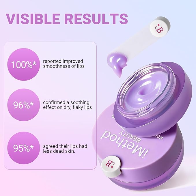 iMethod Overnight Lip Mask - Hydrating Lip Butter Balm with Hyaluronic Acid, Lip Moisturizer For Very Dry Lips, Lip Sleeping Mask to Nourish & Repair Cracked Lips, Smoothes Fine Lines - Grape