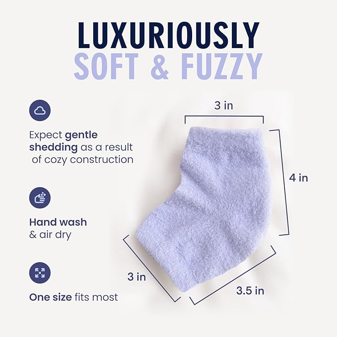Dr. Frederick’s Original Moisturizing Fuzzy Heel Socks - Cozy Gel-Lined Socks for Dry Cracked Heels - 2 Pairs - Overnight Foot Care with Olive Oil, Vitamin E - Gifts for Women & Men - Lilac Leisure