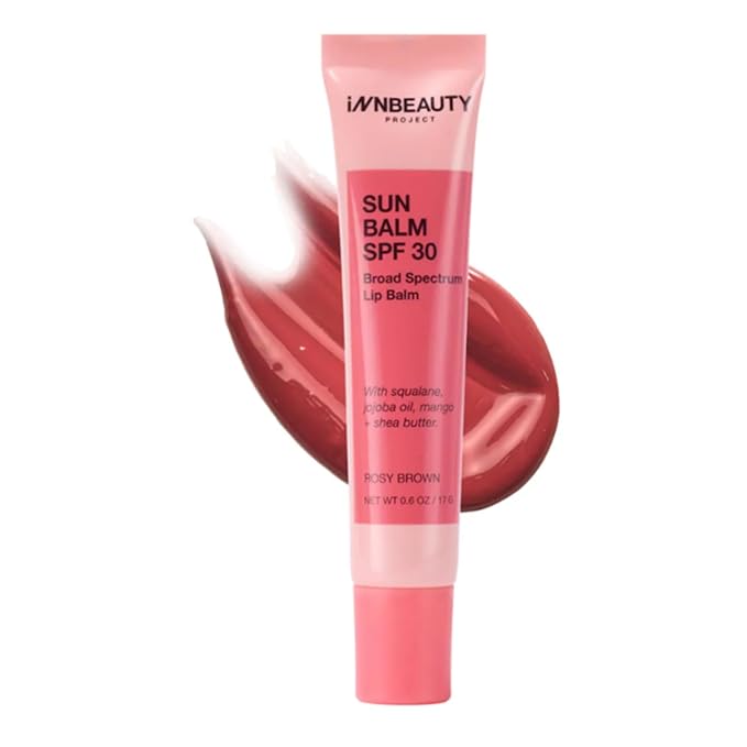 INNBEAUTY Project Sun Balm Mineral SPF 30 Lip Balm with Tint, Rosy Brown Shade, 0.6 OZ (17ml)