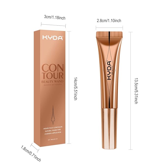 KYDA Contour Beauty Wand, Liquid Face Contouring with Cushion Applicator, High Coverage Natural Matte Finish, Lightweight Blendable Super Silky Cream Contour Stick-Light to Medium