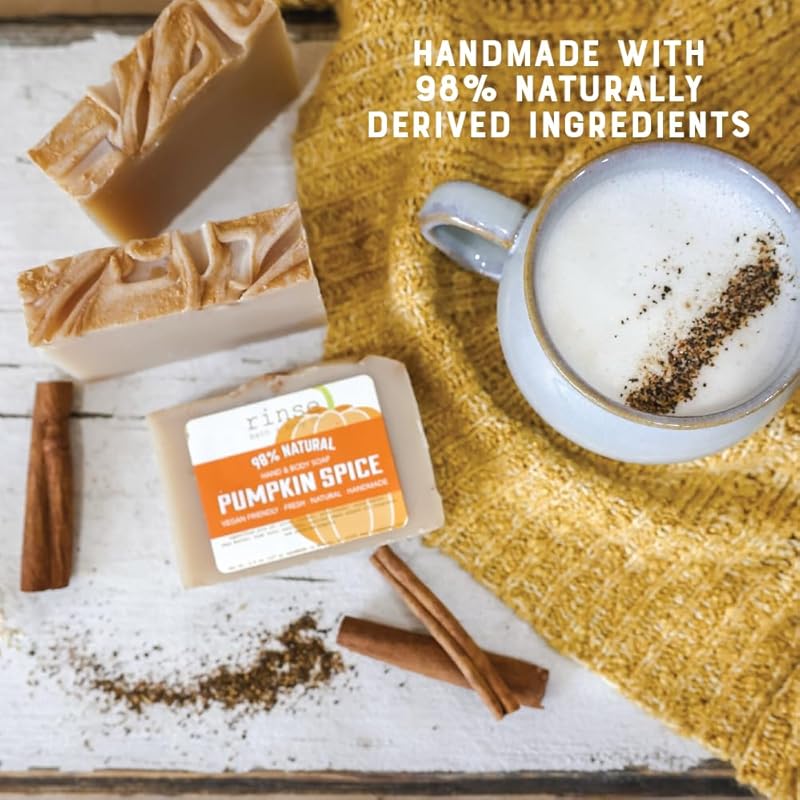 Rinse Bath & Body Pumpkin Spice Handmade Soap - Shea & Cocoa Butter | Warm Pumkin Spice Scent | Essential Oils | Vegan Friendly | 4.25oz