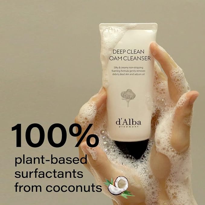 d'alba Piedmont Italian White Truffle Deep Foam Cleanser, Vegan Skincare, Gentle Foam Cleanser with White Truffles for All Skin Types, Safe for Sensitive Skin, Hypoallergenic