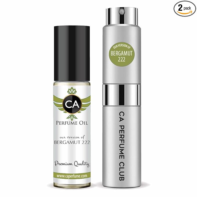 CA Perfume Duo Impression of Bergamote For Women And Men Perfume Layering Set Long Lasting Travel Size EDP + Body Oil Roll-On Bottle 0.27 Fl Oz+0.33 Fl Oz
