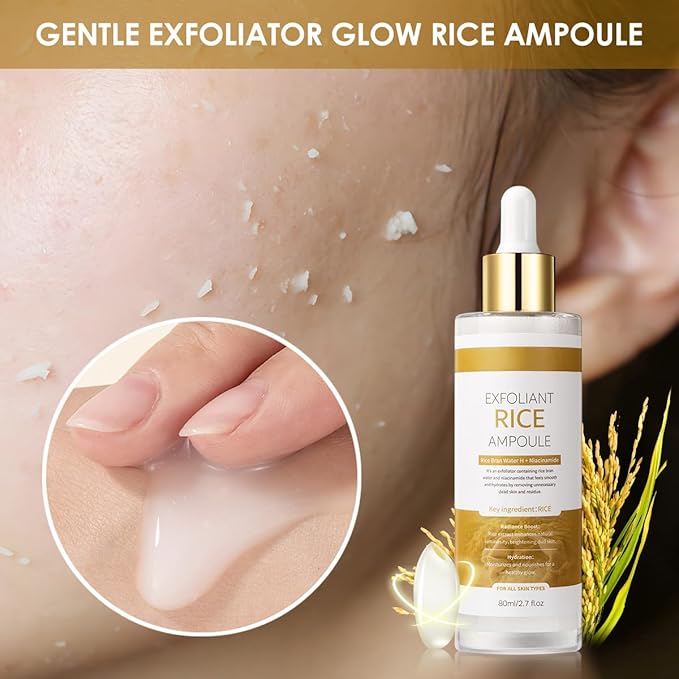 Peel Shot Glow White Rice Exfoliant Peeling Ampoule, Soft Exfoliating Face and Body Scrub, Facial Exfoliator, Deep Hydration Serum, 80ml