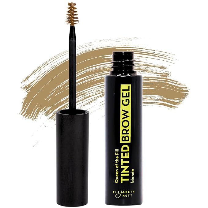 Elizabeth Mott Queen of the Fill Tinted Eyebrow Gel – Brow Filler, Volumizer & Setter – Defines, Shapes & Covers Gray Hairs – Water-Resistant, Long-Lasting – Cruelty-Free – Blonde Shade 4g