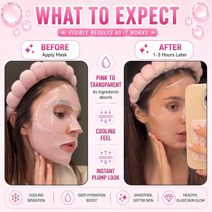 Salmon DNA PDRN Pink Collagen Jelly Hydrogel Face Mask | 11 Peptide Complex | Overnight Face Mask for Glass & Glowy Skin | Moisturizing, Firming, Hydrating & Elasticity Care (28g x4ea)