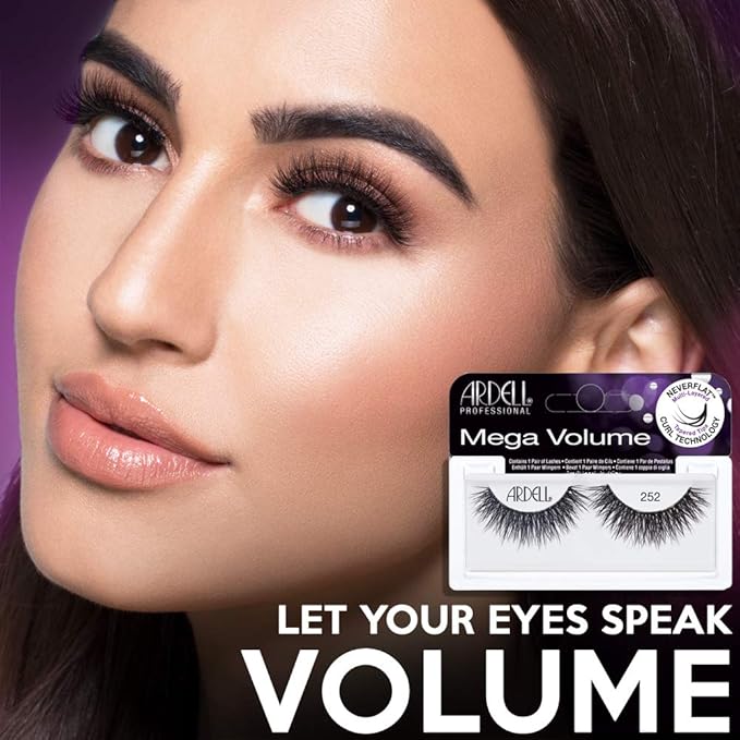 Ardell Mega Volume Lash 252 Multi-Layered False Lashes with Curl Technology, 4 Pairs