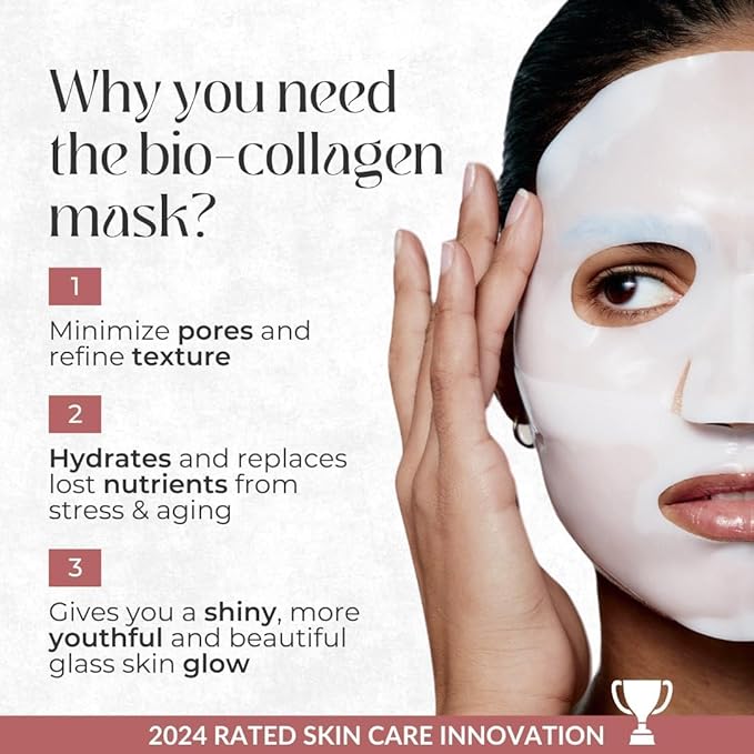 COCOBEAUTY Collagen Sheet Mask – Hydrating Korean Face Mask for Fine Lines & Anti-Aging, Deep Moisture, Radiant Skin Boost, Bio-Collagen Facial Masks (16 Pack)