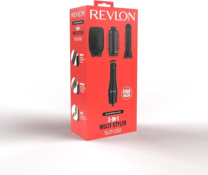 REVLON 3-in-1 Multi-Styler, Blow Dryer Brush, Blowout and Hair Straightener Brush in One to Dry, Curl, Smooth, Shape and Volumize Hair for Gorgeous Salon Blowouts