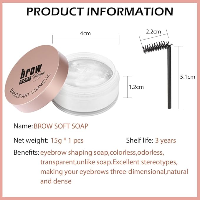 Soap Brows Kit, Eyebrow Freeze Styling Wax,Waterproof Long-lasting Eyebrows Enhancer Shaping Clear Tint Gel, Eye Brow Makeup Balm Pomade Cosmetics (1pcs 05#)