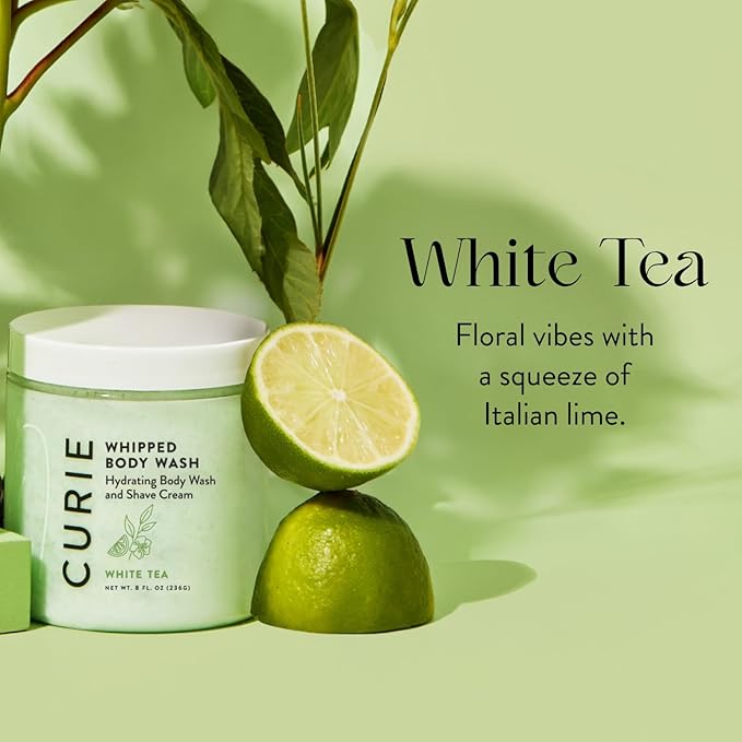 Curie Whipped Body Wash Two Pack, Coconut Nectar and White Tea, Moisturizing Cream Body Cleanser, Sulfate Free, Paraben Free, Vegan, 8 oz Each