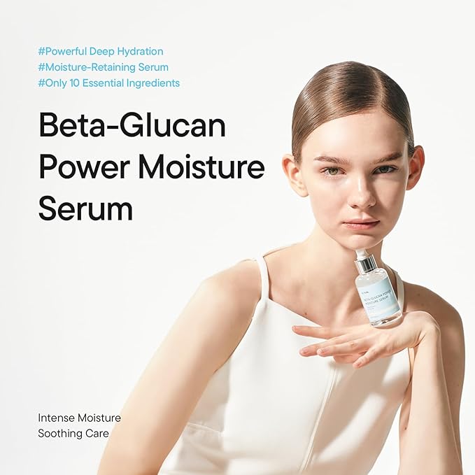 IUNIK Beta-Glucan Power Moisture Serum – Beta-Glucan & 7 Types of Peptides Deep Hydration Vegan Serum for Dry, Mature & Sensitive Skin, Korean Skincare, 50ml / 1.69 fl oz