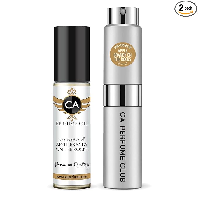 CA Perfume Duo Impression of Apple Brandy On The Rocks For Women And Men Perfume Layering Set Long Lasting Travel Size EDP + Body Oil Roll-On Bottle 0.27 Fl Oz+0.33 Fl Oz