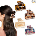 MagicSky 4PCS Hair Claw Clips, Acrylic Hair Banana Barrettes, Celluloid French Butterfly Jaw Clips, Tortoise Shell Grip Pin Teeth Clamp -Leopard print Stylish Hair Accessories for Women Girls