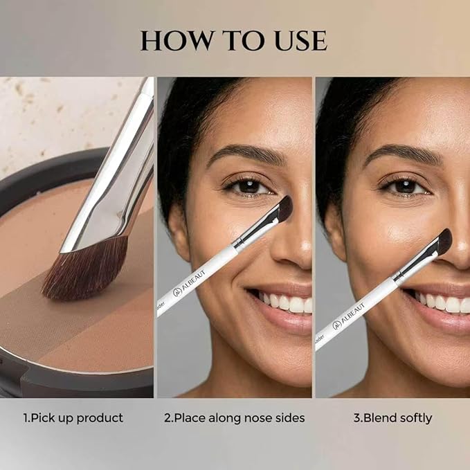 Albeaut Eyeshadow Brush, Angled Nose Contour Brow Bone Highlight Makeup Brush (190 angled shader)