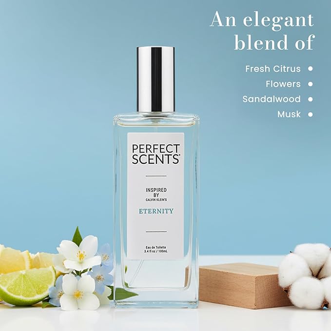 Perfect Scents Fragrances, Inspired by Calvin Klein’s Eternity, Women’s Eau de Toilette, CLEAN, Vegan, Paraben-Free, Phthalate-Free, Never Tested on Animals, 3.4 Fluid Ounces