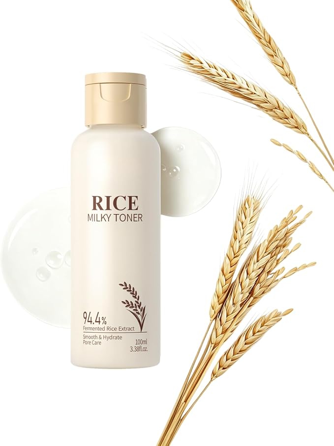 Rice Toner, Natural Rice Essence, Rice Water Deep Hydration, Non-Greasy, Soothing & Moisturizing Facial Toner, Korean Skin Care Toner Suitable for All Skin Types 100ml (3.38fl.oz.)