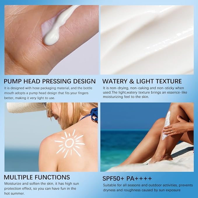 BAISEN DIARY 2PCS Centella Sunscreen SPF 50 PA++++, Hyalu Cica Water-Fit Sun Serum, Lightweight Sunscreen with Centella Asiatica, Hydrating & Non-Greasy Sun Protection for Sensitive Skin