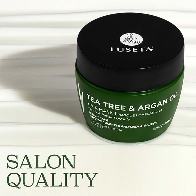 Luseta Tea Tree Oil Hair Mask for Flaky, Dry Scalp - Cooling Peppermint & Lavender, Refreshes Scalp & Removes Buildup, Sulfate-Free, 16.9 oz
