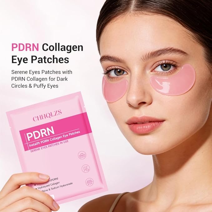 Serene Eyes Patches with PDRN & Collagen, Upgraded Instant Anti-Wrinkle Eye Mask for Dark Circles & Puffy Eyes, Hyaluronic Acid Hydrating Under Eye Patches, Instalift Treatment, 10 Pairs
