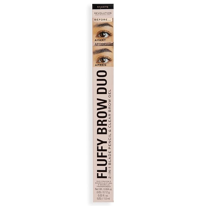 Revolution, Fluffy Brow Filter Duo, 2-in-1 Eyebrow Pencil & Gel, Enhances & Shapes Brows, Vegan & Cruelty Free, Granite, 1 piece (Pack of 2)