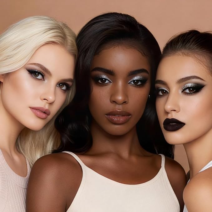 Silver Shimmer & Charcoal Black Matte Eyeshadow Palette, 2 Color Smokey Eye Shadow Smooth Blendable Long Lasting Cool Tone Mini Travel Eyeshadow Palette for Glam Party Looks 1#