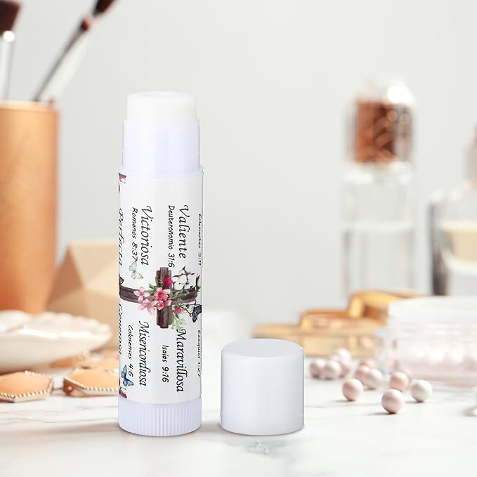 50 Pcs Christian Gifts for Women Spanish Religious Lip Balm Bulk Bible Verse Spanish Mother's Day Gifts for Women Faith Religious Scripture Church Party Favor for Teacher Coworker Employee