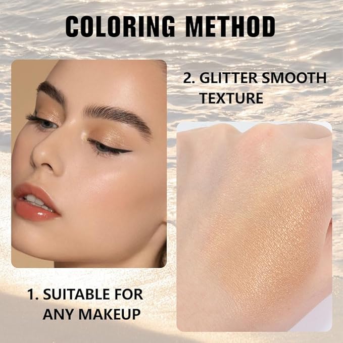 evpct Gold Single Eye Shadow Palette Makeup for Older Women, Gold Bronze Copper Brown Shimmer Glitter Sparkly Metallic Cream Eyeshadow Palette Brightener Makeup, High Pigment Monochrome Mini Eyeshadow