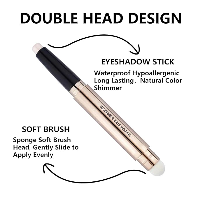 Gold Eyeshadow Stick Makeup, Long-Lasting Waterproof Eye Shadow Pencil, Hypoallergenic Smudge-Proof Glitter Primer Palette Shimmer Eyeliner, Easy to Blend Eye Make Up