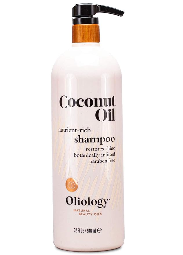 Oliology Coconut Oil Shampoo – Nutrient Rich Shampoo Restores Damaged & Lifeless Hair | Botanically Infused | Provides Intense Shine | Nourishing | Paraben Free (32 oz)