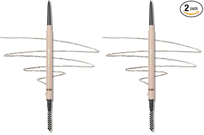 SHEGLAM Insta-Fill Eyebrow Pencil Long Lasting Non-Sticky Sweatproof Matte Eye Brow Pen Makeup-Dark brown (Pack of 2)