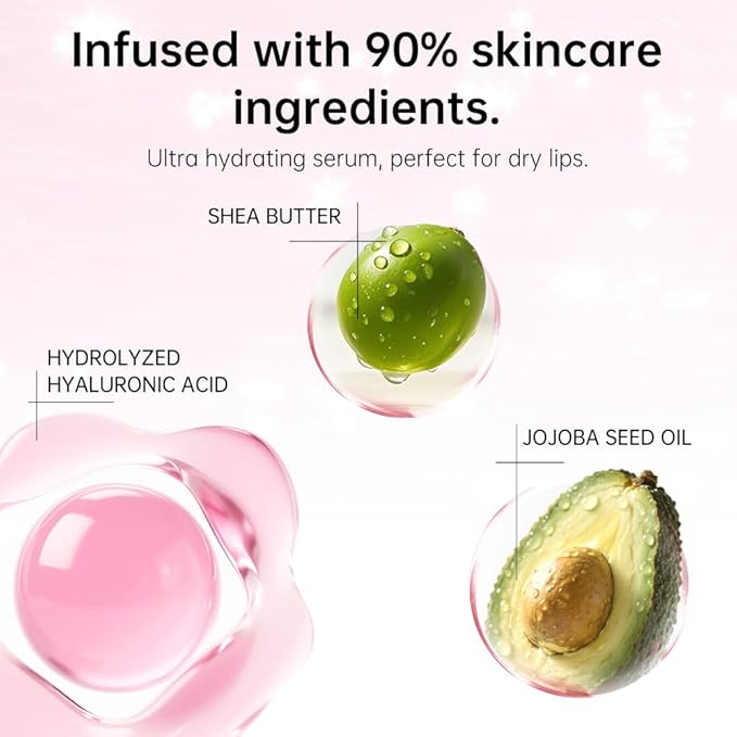 Catkin Lip Plumper Gloss 2pcs, Tinted Lip Serum with Hyaluronic Acid & Jojoba Oil, Non-sticky Volumizing Hydrating Formula for a High Shine Maximum 3D Look, Plump & Soft Lips 0.12 Fl Oz X 2, 01