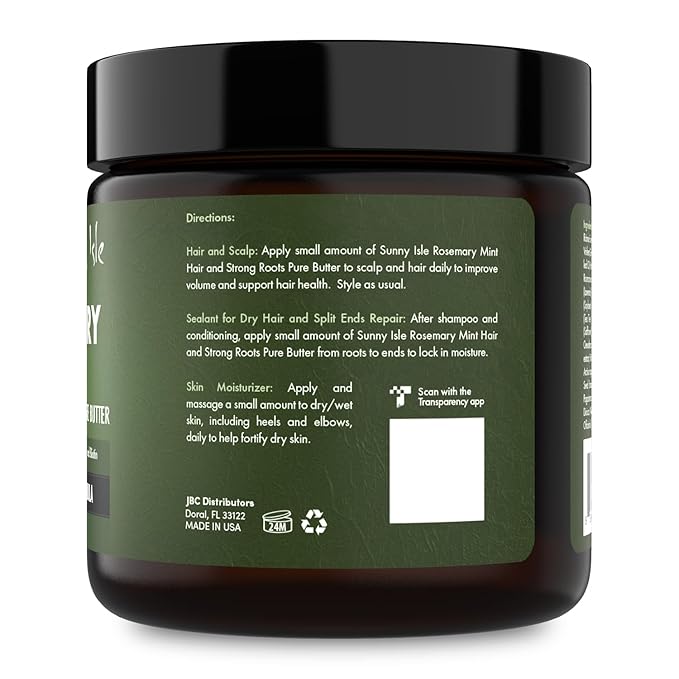 Sunny Isle Rosemary Mint Hair & Strong Roots Butter 4 oz - Biotin, Jamaican Black Castor Oil