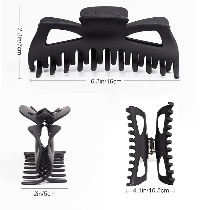 Extra Large Claw Clips for Thick Hair, 6.4 Inch Strong Hold Matte Jumbo Accessories for Women Long Curly Hair Cute Nonslip Big Jaw Clip French Giant Hair Clip 6 Pack (Mix Color)