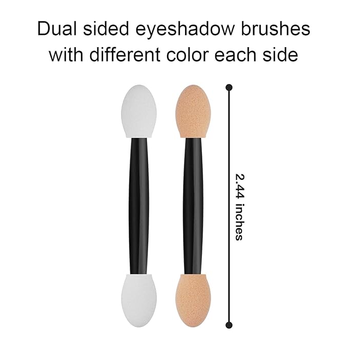Cuttte 120PCS Disposable Dual Sides Eye Shadow Sponge Applicators with Container, 2.44' Length Eyeshadow Brushes Makeup Applicator Black