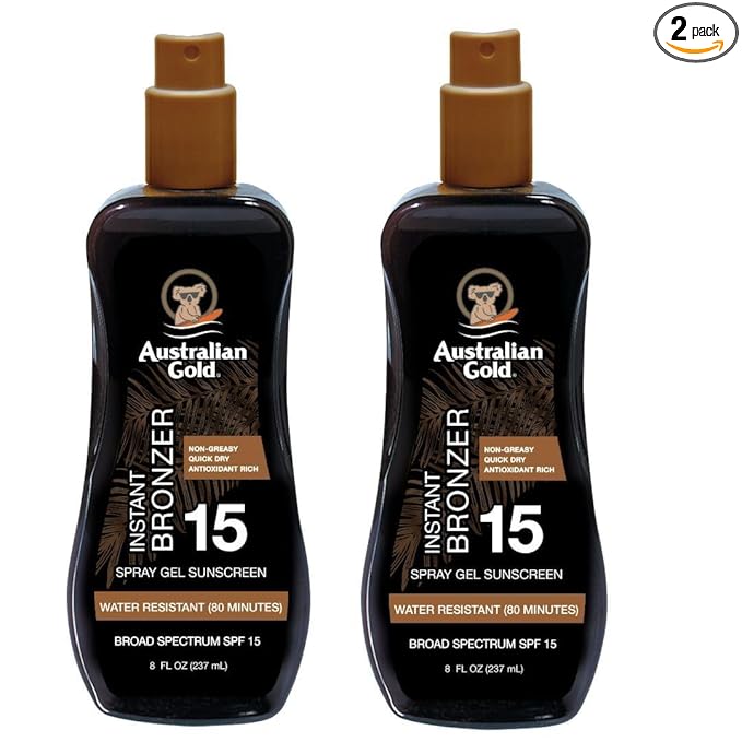 Australian Gold SPF 15 Spray Gel Bronzer, 16 Fl Oz, (Pack of 2)