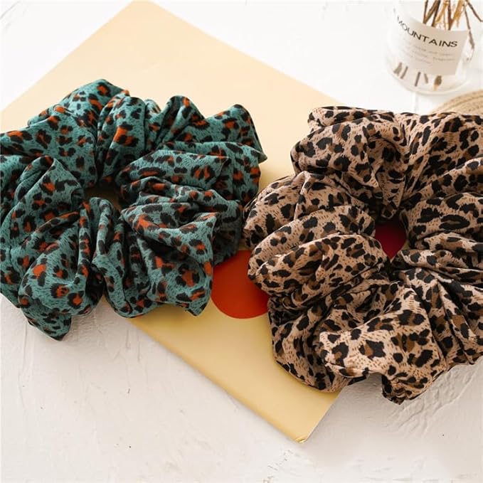 Leopard Scrunchie Elastic Satin Silk Hair Accessories Cheetah Headdress for Women Girls